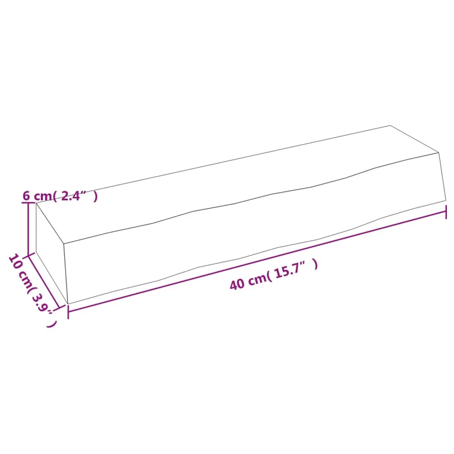 Étagère murale marron clair 40x10x6 cm bois chêne massif traité - 7