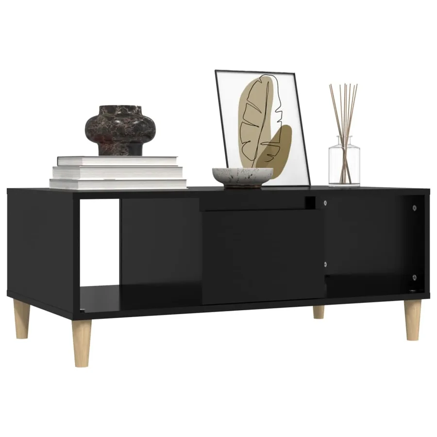 Table basse Noir 90x50x36,5 cm Bois d'ingénierie - 4