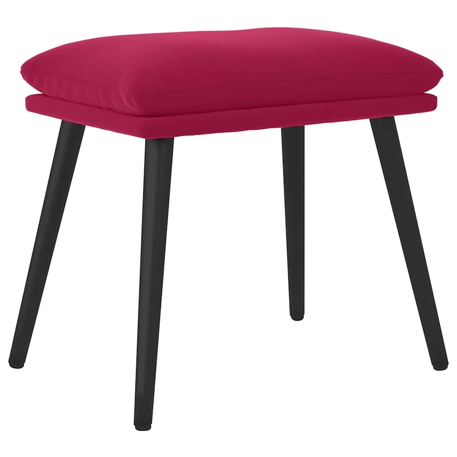Repose-pied Rouge bordeaux 45x29,5x35 cm Velours - 2