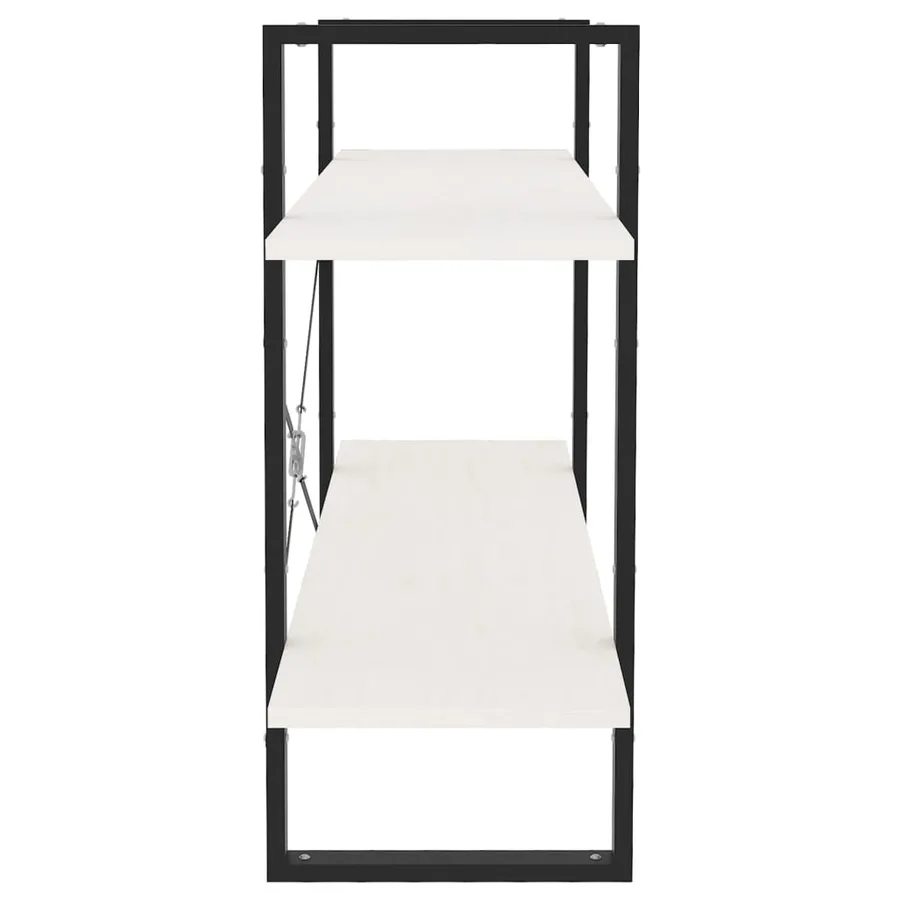 Bibliothèque à 2 niveaux Blanc 100x30x70 cm Bois de pin massif - 6