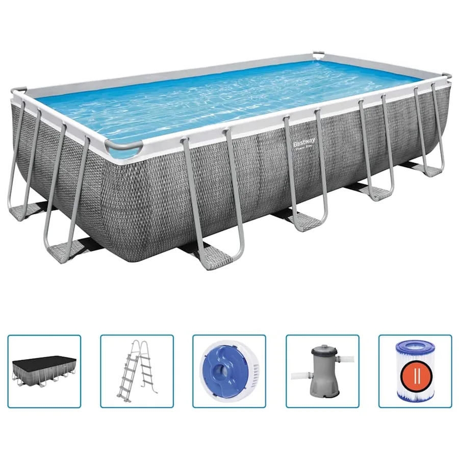 Bestway Ensemble de piscine Power Steel Rectangulaire 488x244x122 cm - 2