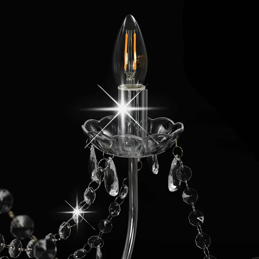 Lustre avec perles Argenté 8 ampoules E14 - 6