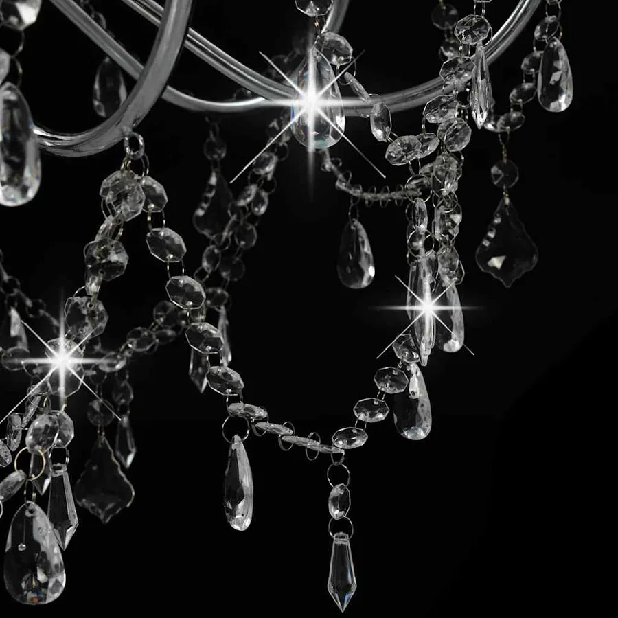 Lustre avec perles Argenté 8 ampoules E14 - 7
