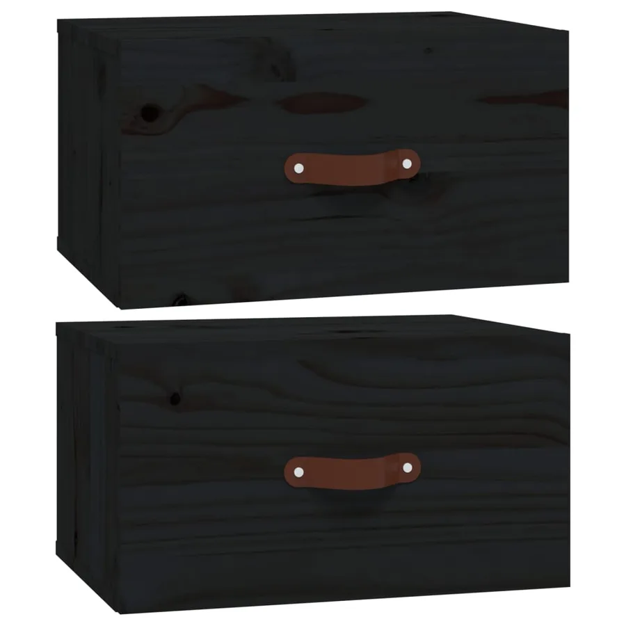 Tables de chevet murales 2 pcs Noir 40x29,5x22 cm - 2