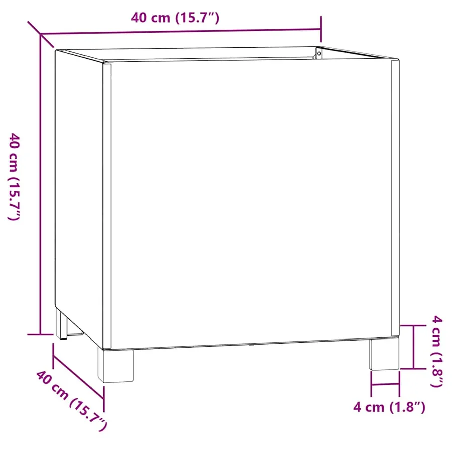 Jardinières avec pieds 2 pcs Rouillé 40x40x40 cm Acier corten - 12