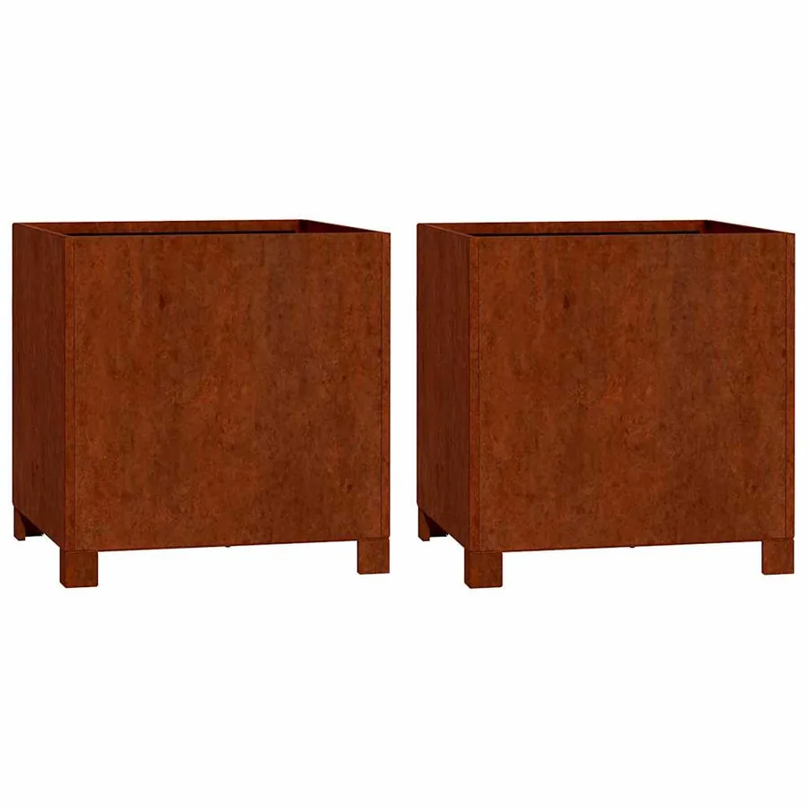 Jardinières avec pieds 2 pcs Rouillé 40x40x40 cm Acier corten - 2