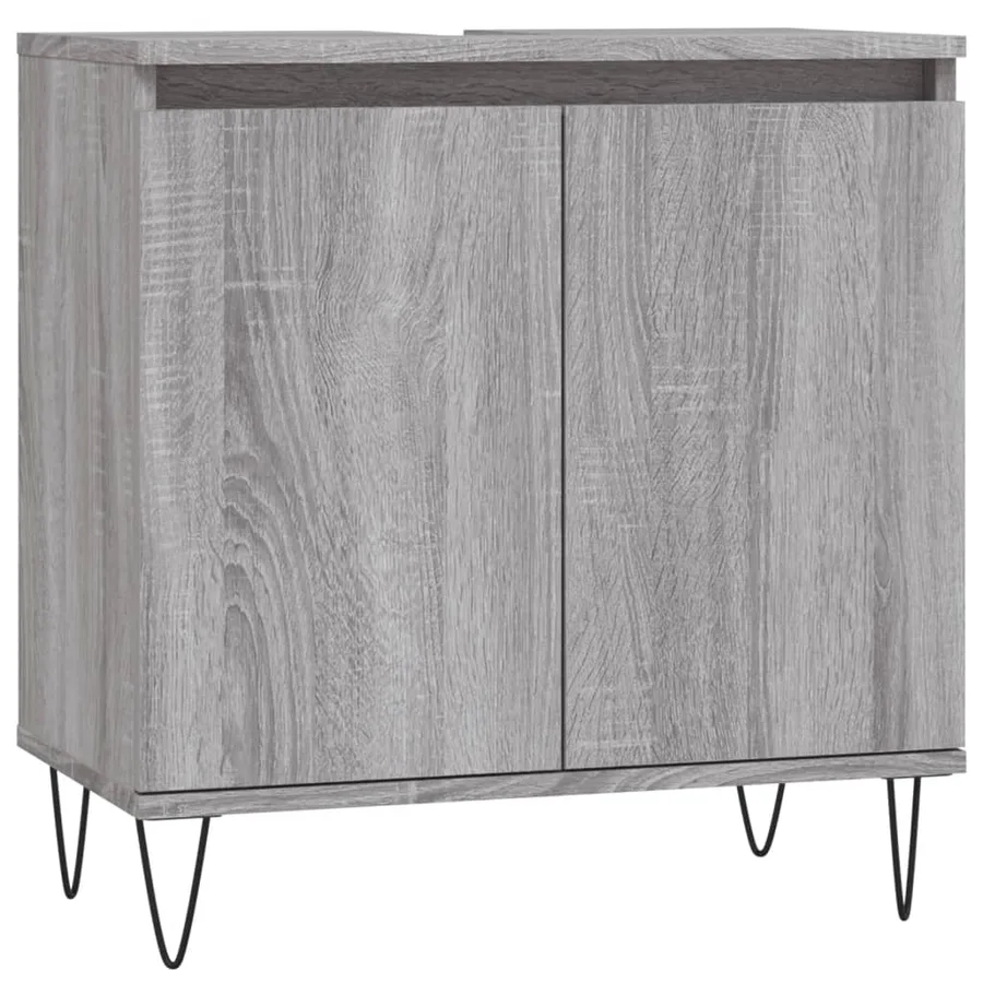 Ensemble d'armoires de salle de bain 3 pcs sonoma gris - 5