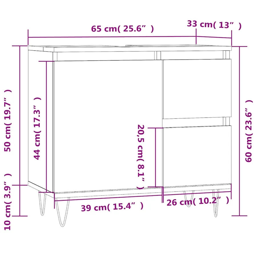 Armoire de salle de bain gris béton 65x33x60 cm - 12