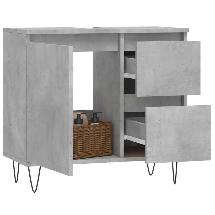 Armoire de salle de bain gris béton 65x33x60 cm - 3