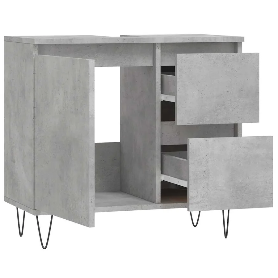 Armoire de salle de bain gris béton 65x33x60 cm - 4