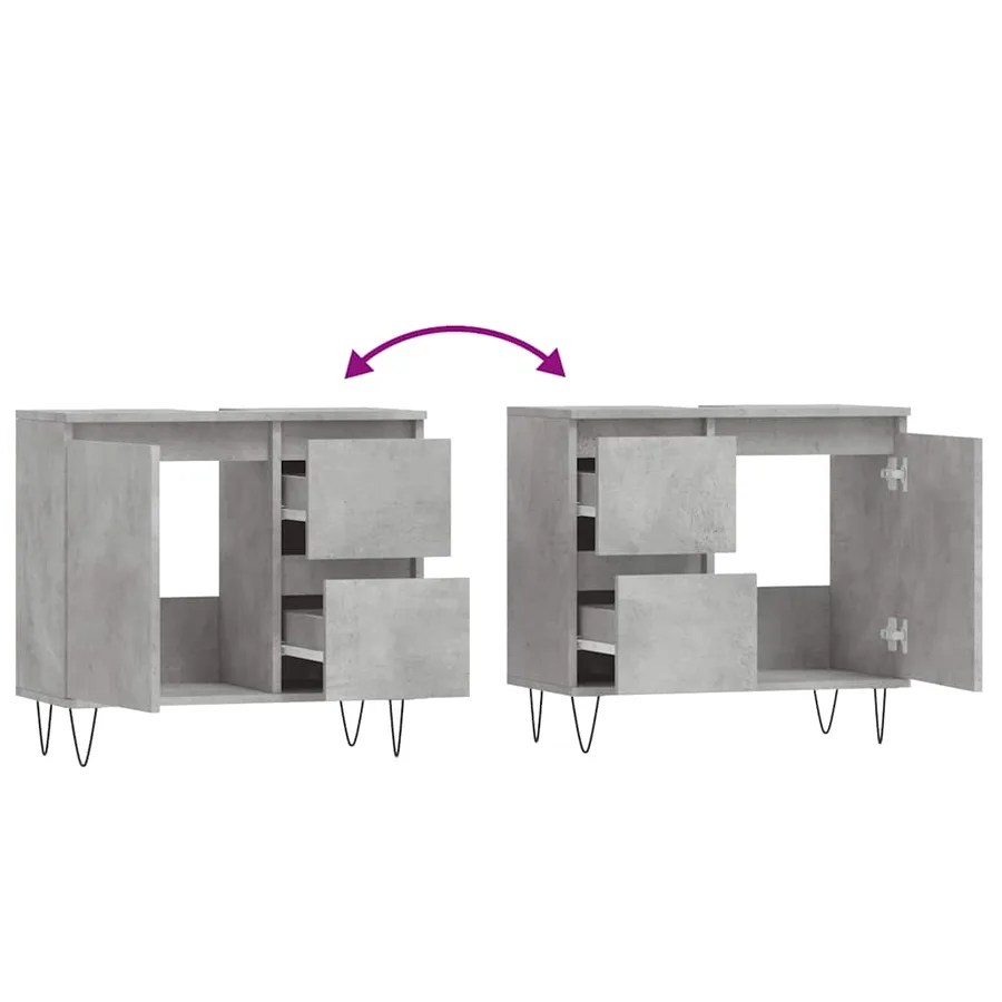 Armoire de salle de bain gris béton 65x33x60 cm - 9