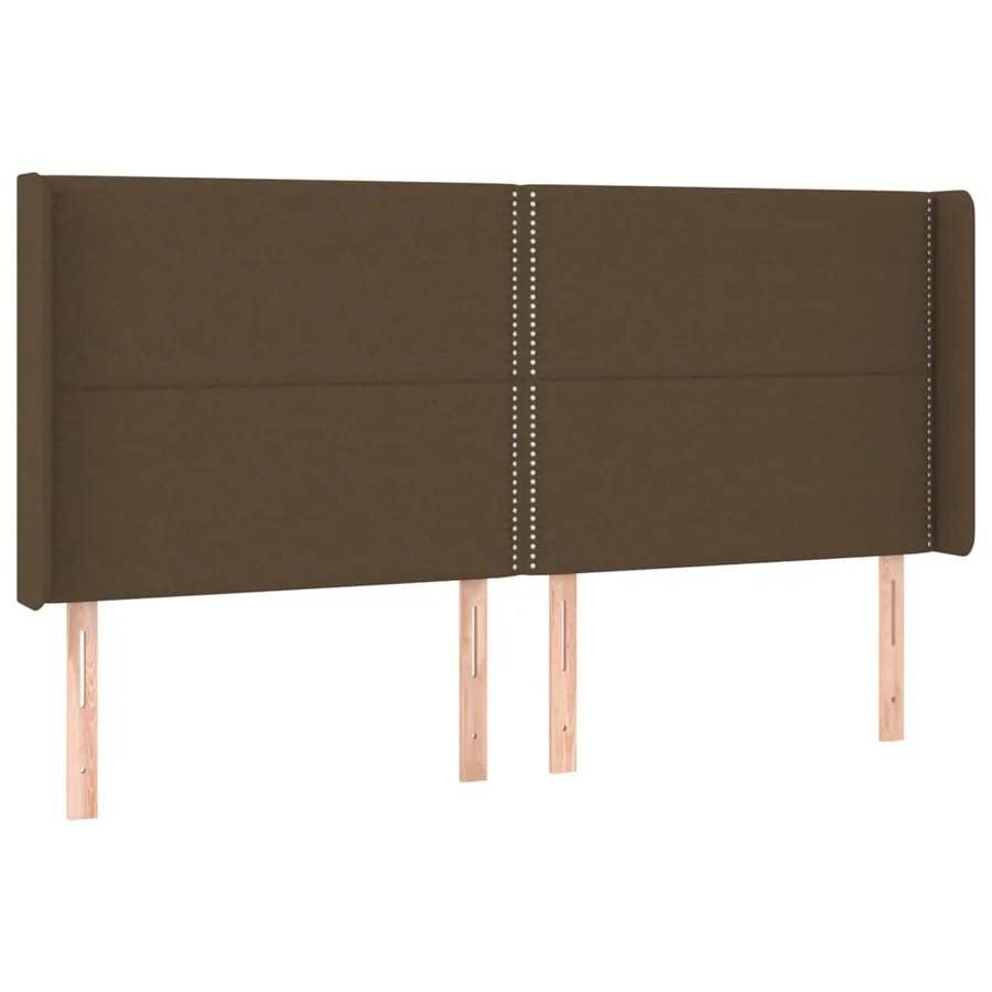 Tête de lit avec oreilles Marron foncé 203x16x118/128 cm Tissu - 2