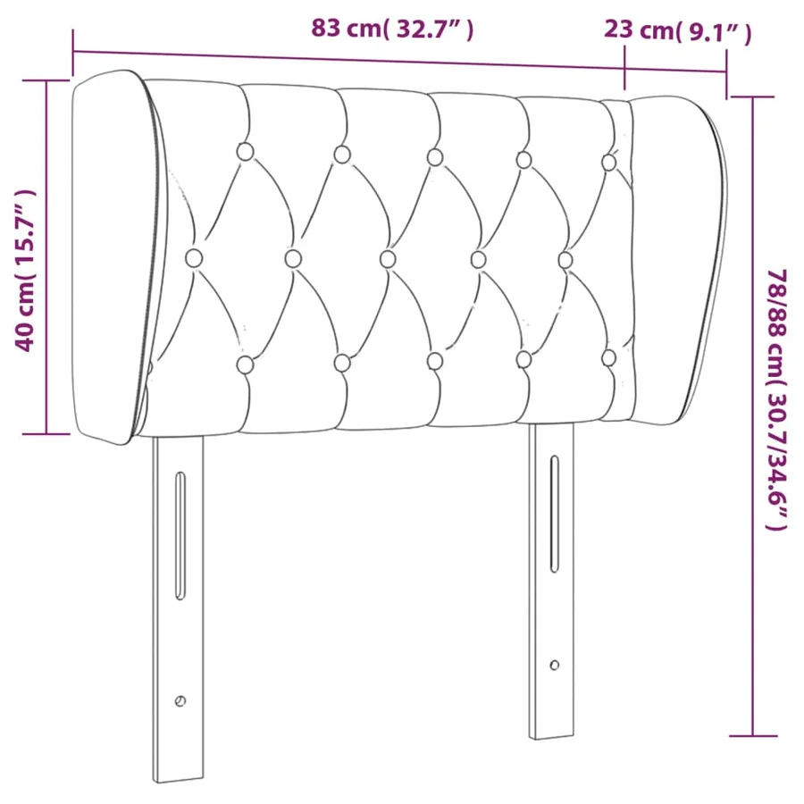 Tête de lit avec oreilles Marron Foncé 83x23x78/88 cm Tissu - 9