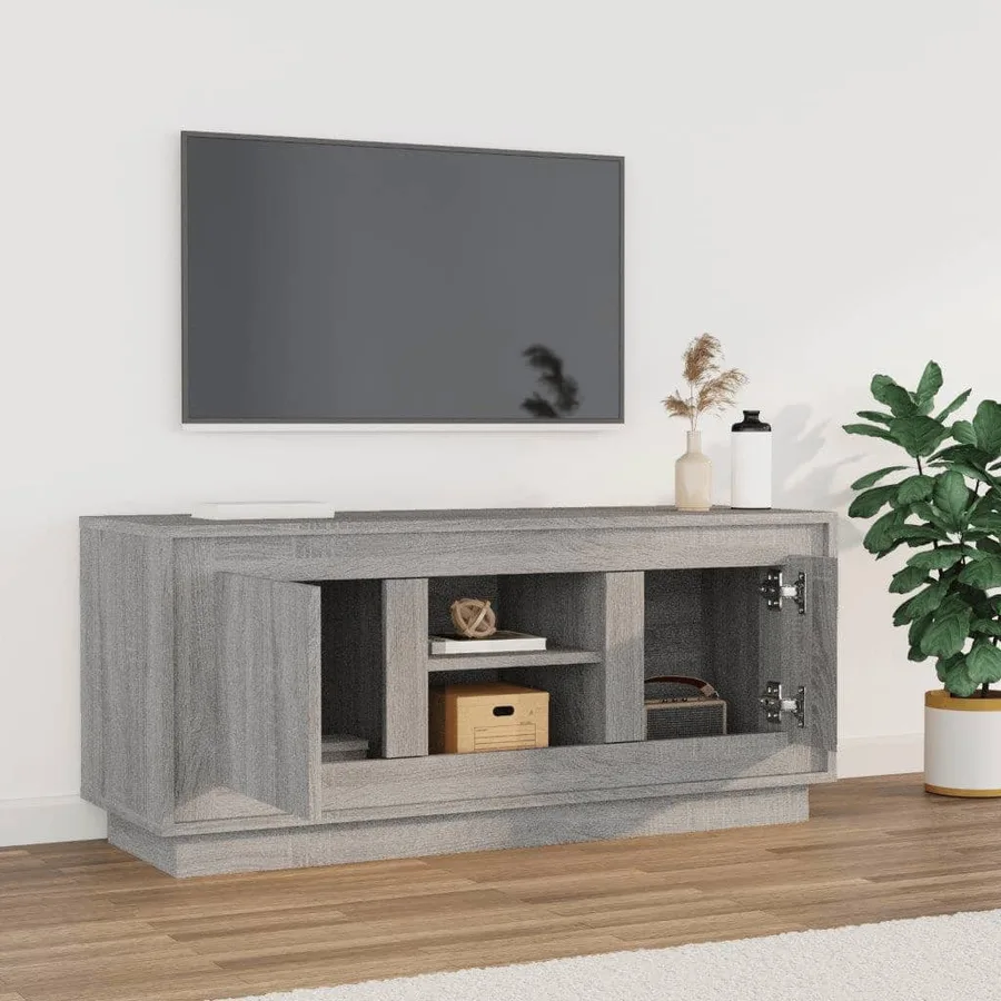 Meuble TV sonoma gris 102x35x45 cm bois d'ingénierie - 3