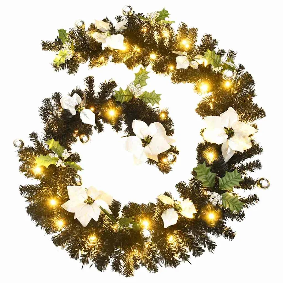 Guirlande de Noël avec lumières LED Noir 2,7 m PVC - 2