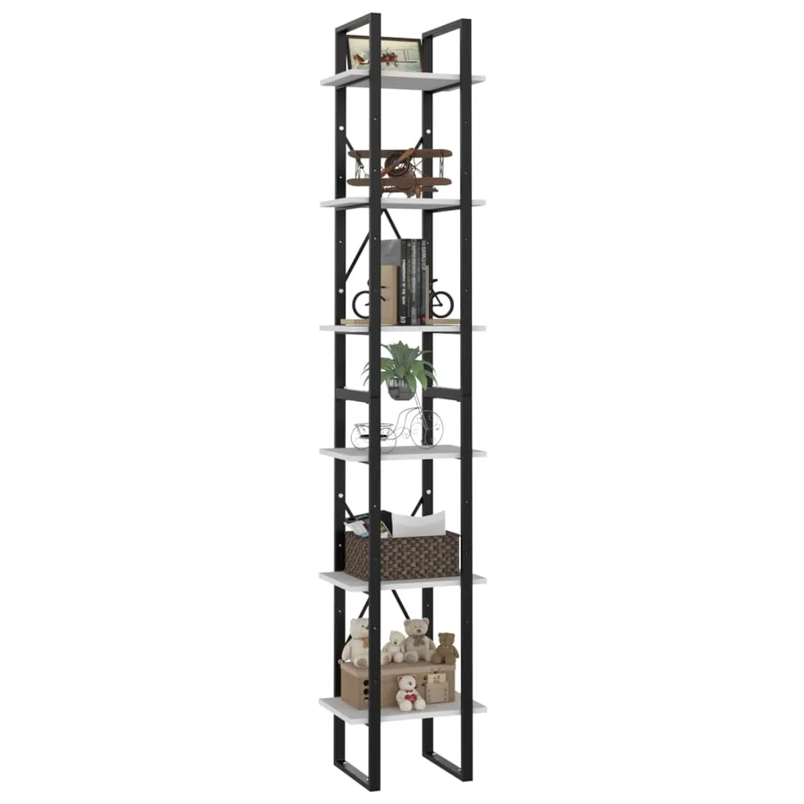 Bibliothèque à 6 niveaux blanc 40x30x210 cm bois ingénierie - 4