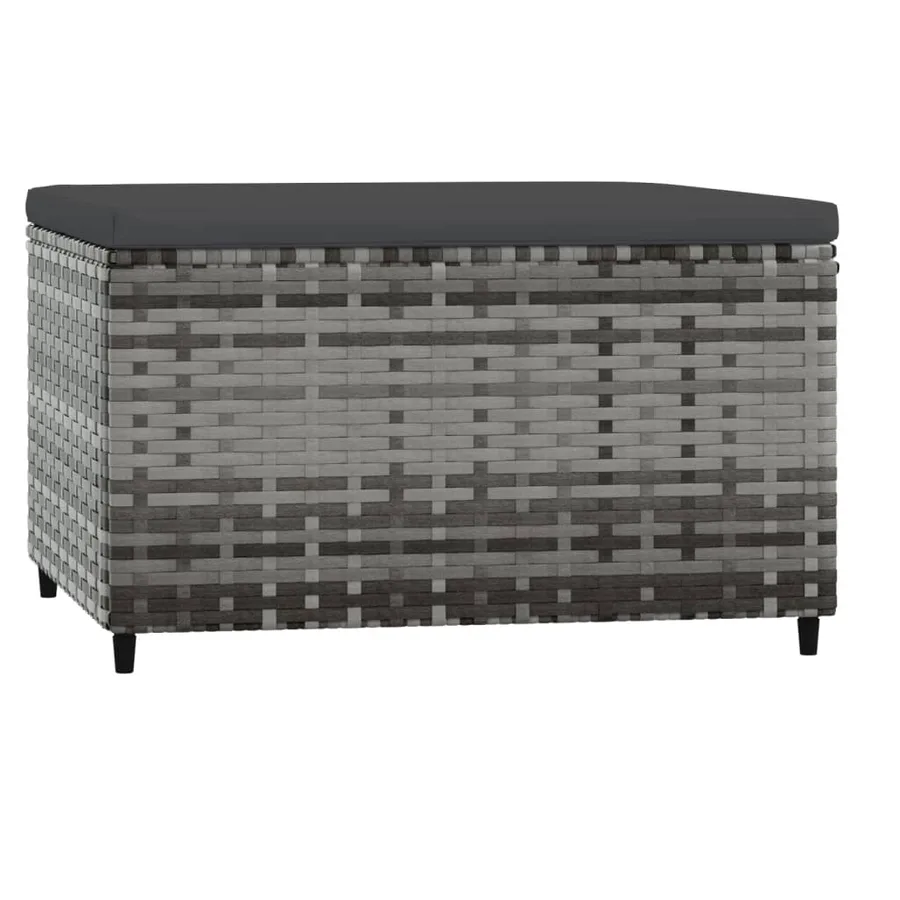 Repose-pieds de jardin et coussins lot de 2 gris résine tressée - 6