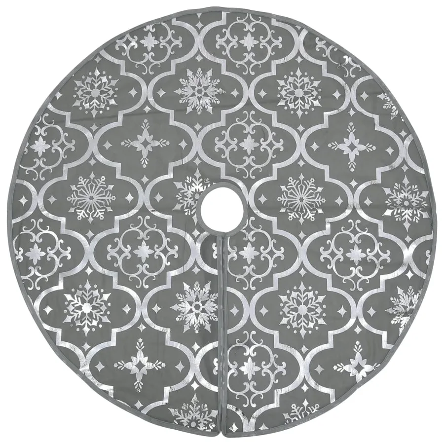 Jupe de sapin de Noël de luxe avec chaussette Gris 122 cm Tissu - 3
