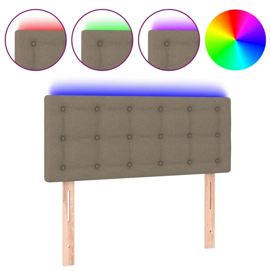 Tête de lit à LED Taupe 100x5x78/88 cm Tissu - 2