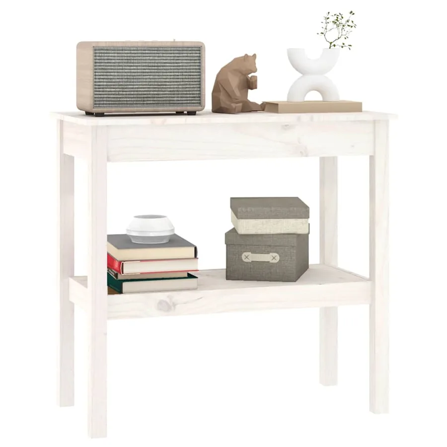 Table console Blanc 80x40x75 cm Bois de pin solide - 5