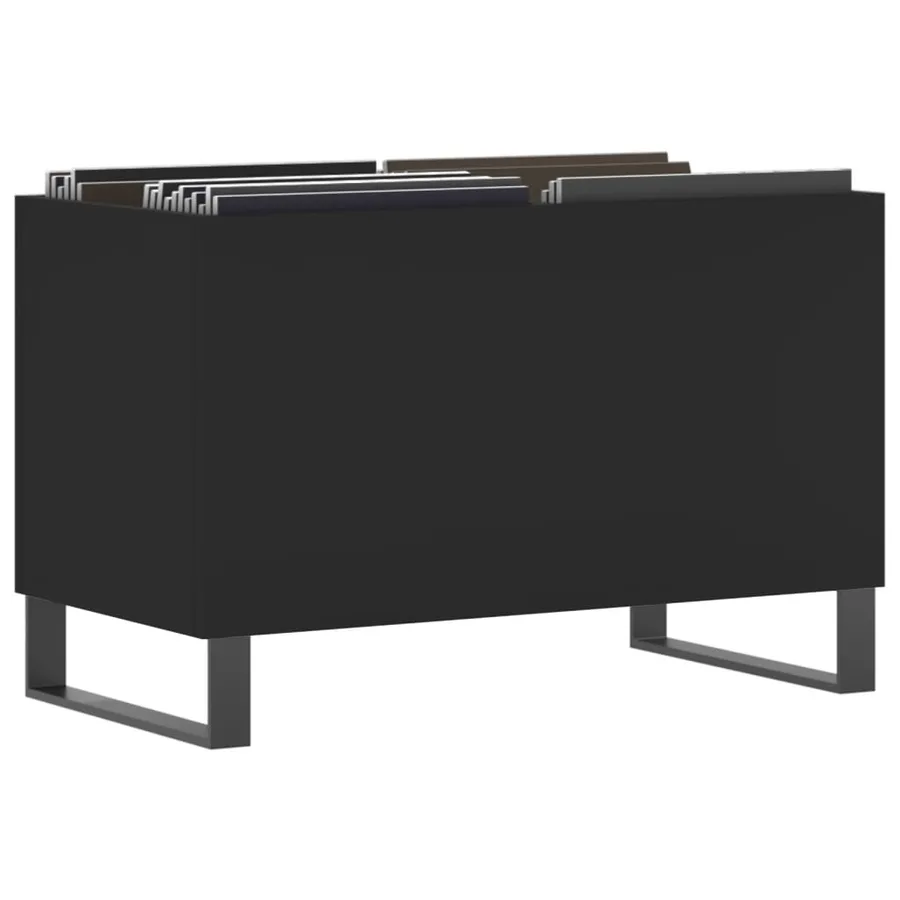 Armoire à disques noir 74,5x38x48 cm bois d'ingénierie - 3