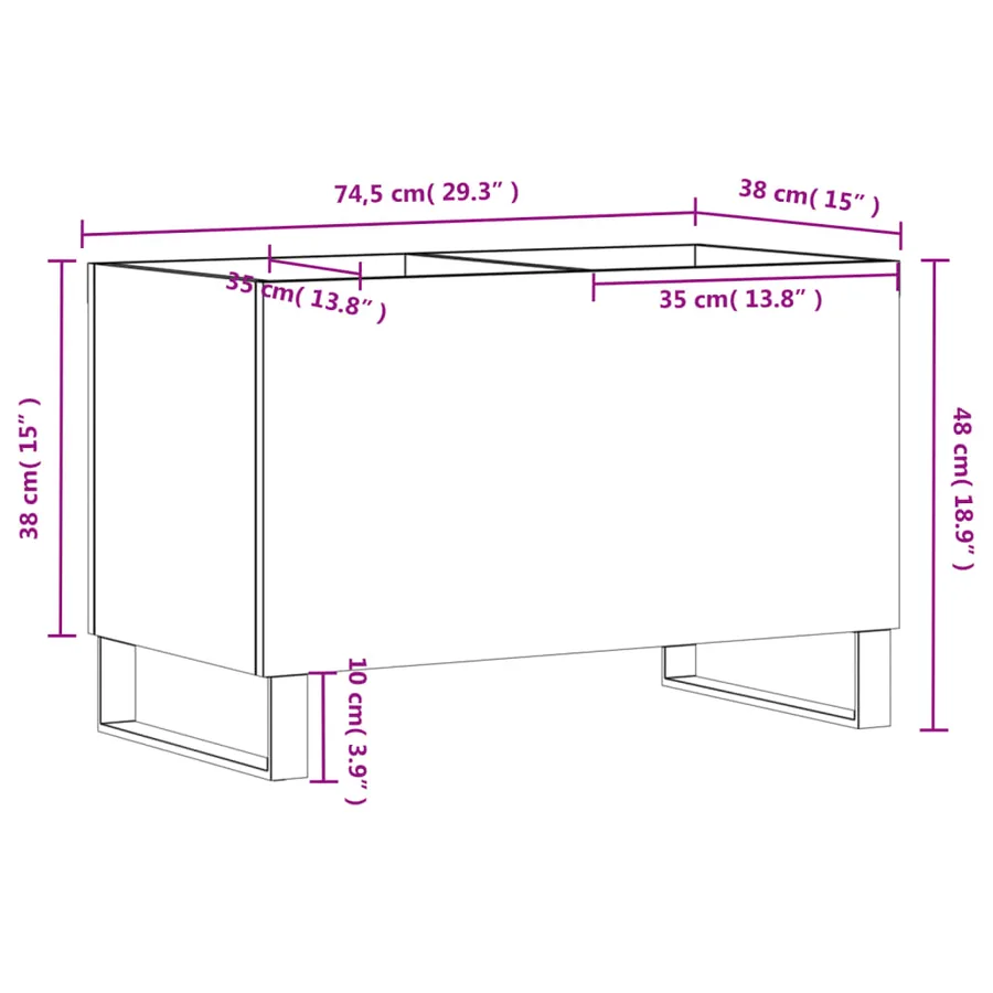 Armoire à disques noir 74,5x38x48 cm bois d'ingénierie - 9