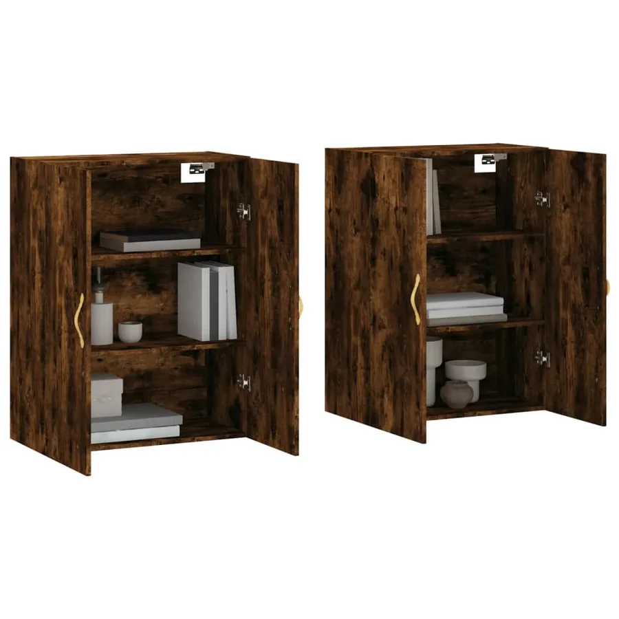 Armoires murales 2 pcs chêne fumé 69,5x34x90 cm - 3