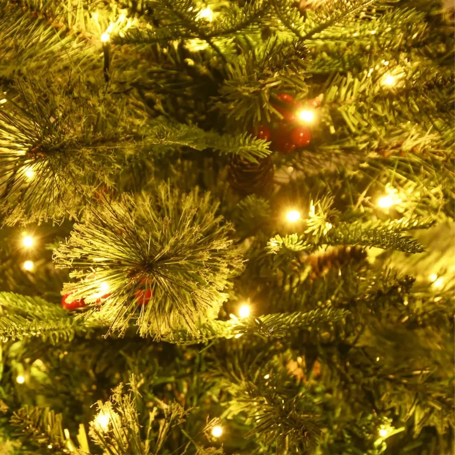 Sapin de Noël pré-éclairé et pommes de pin vert 120cm PVC et PE - 5