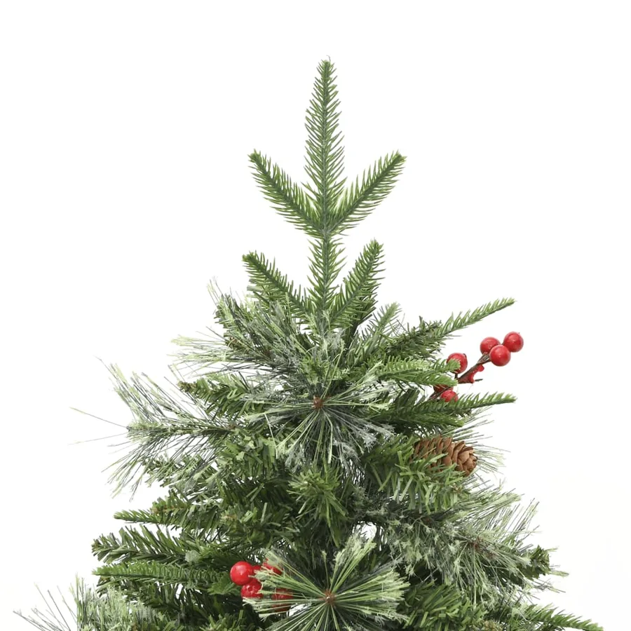 Sapin de Noël pré-éclairé et pommes de pin vert 120cm PVC et PE - 7