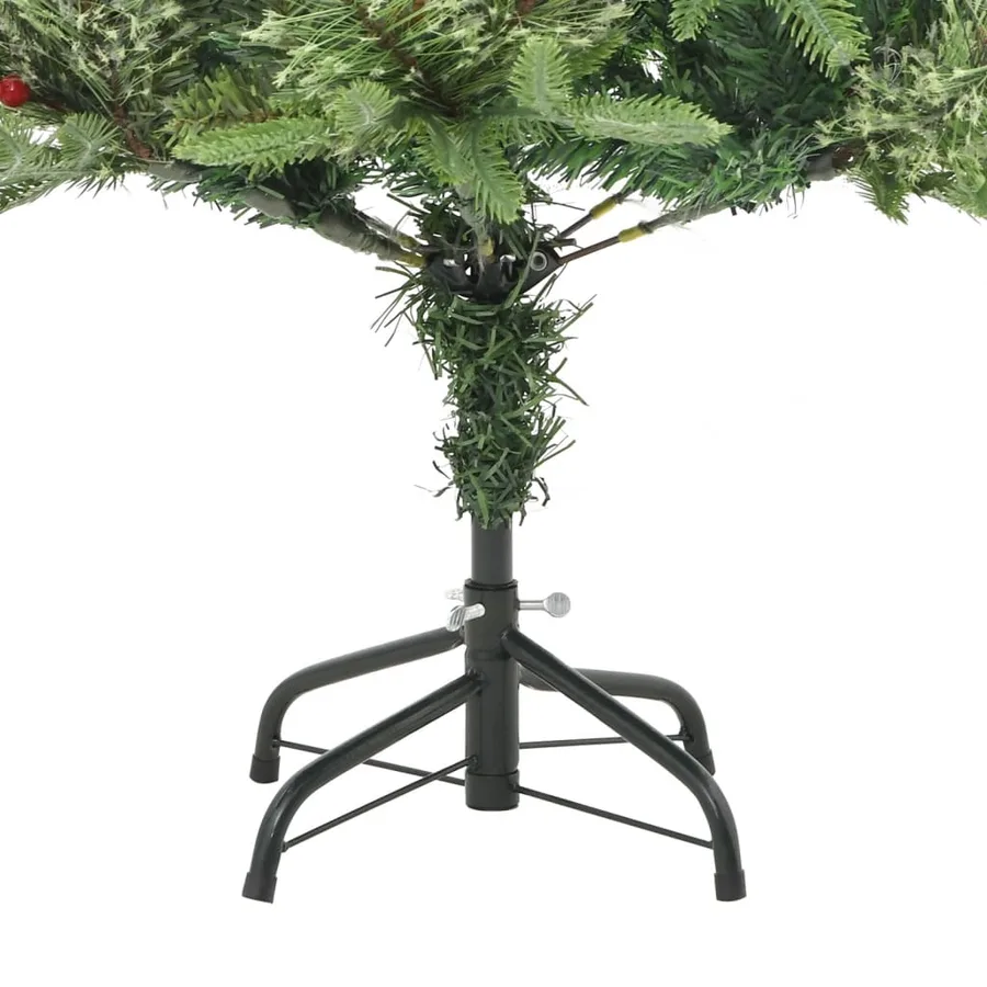 Sapin de Noël pré-éclairé et pommes de pin vert 120cm PVC et PE - 9