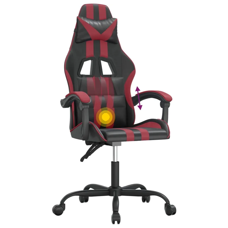 Chaise de jeu pivotante Noir et rouge bordeaux Similicuir - 11