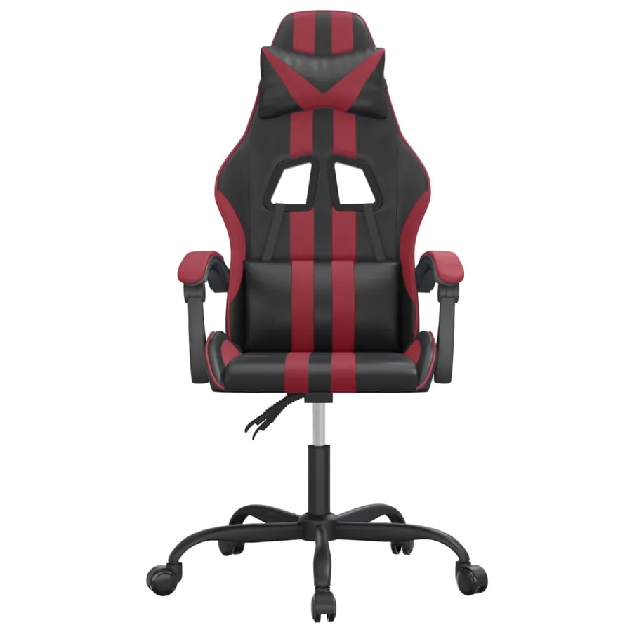Chaise de jeu pivotante Noir et rouge bordeaux Similicuir - 3