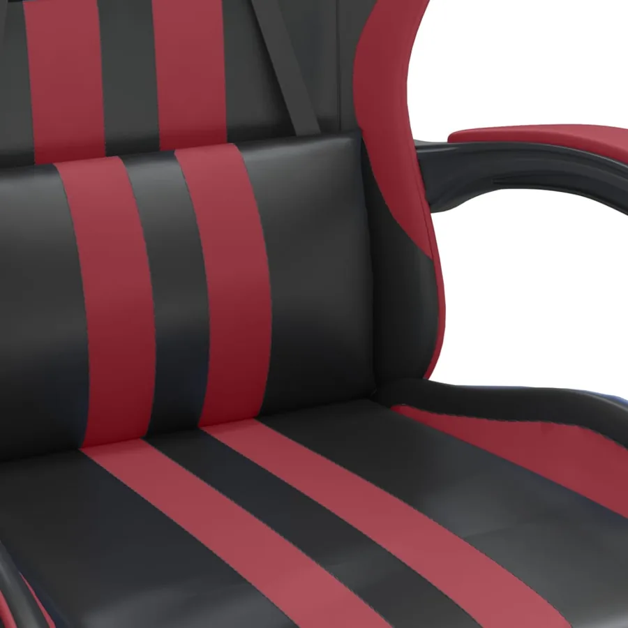 Chaise de jeu pivotante Noir et rouge bordeaux Similicuir - 6