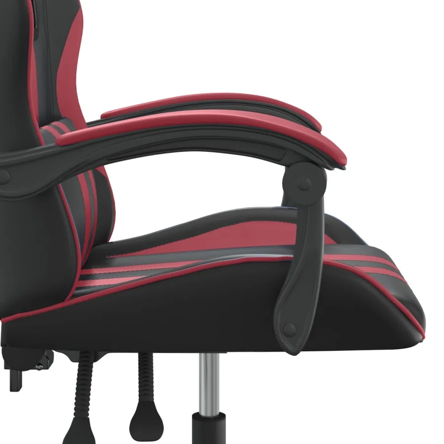 Chaise de jeu pivotante Noir et rouge bordeaux Similicuir - 7