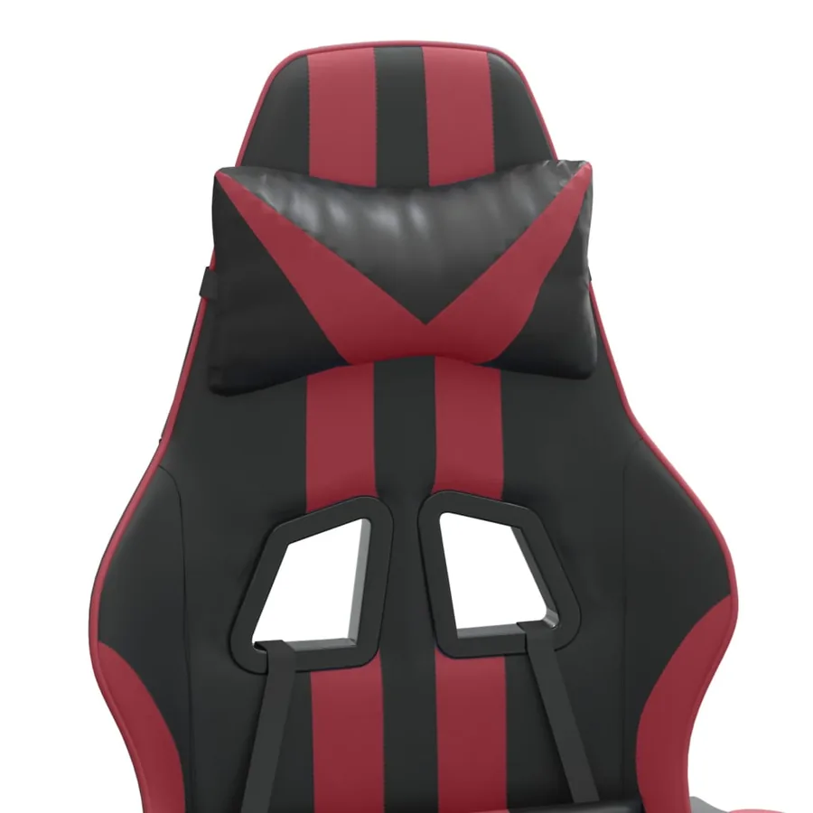 Chaise de jeu pivotante Noir et rouge bordeaux Similicuir - 8
