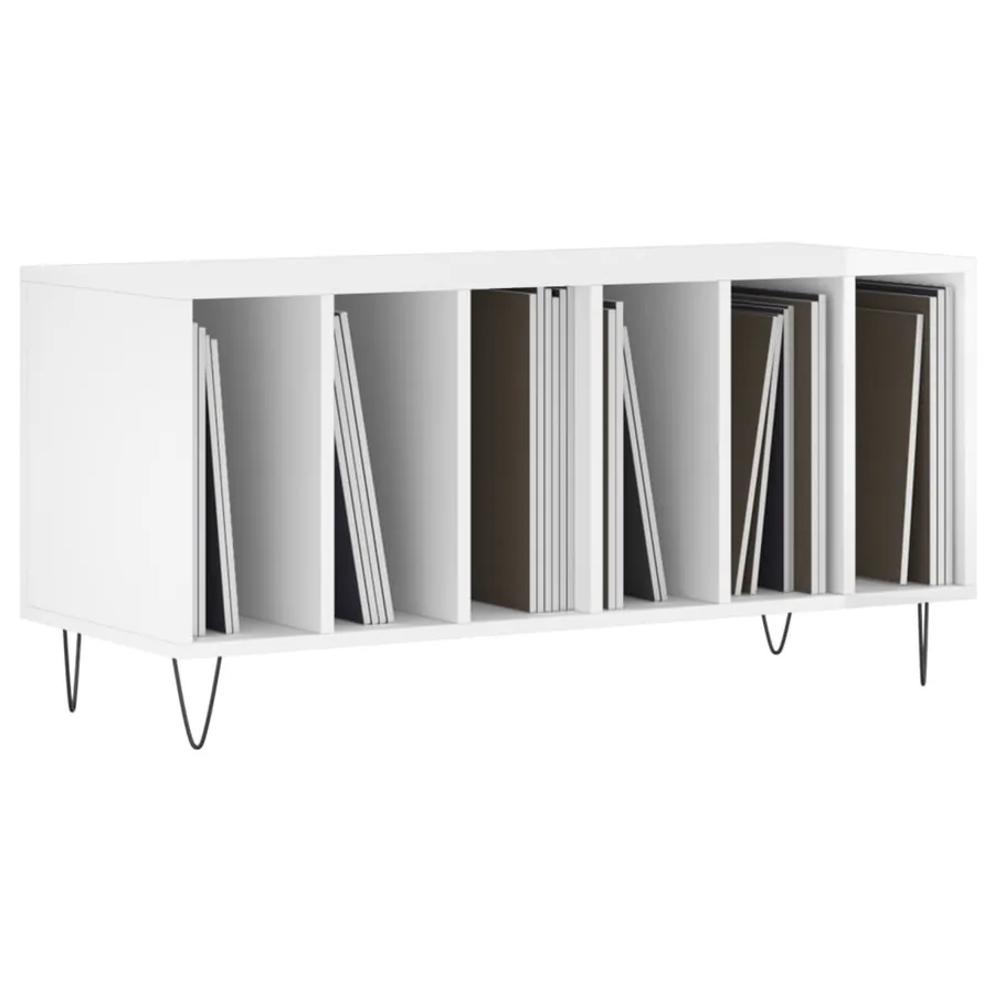 Armoire à disques blanc brillant 100x38x48 cm bois d'ingénierie - 3