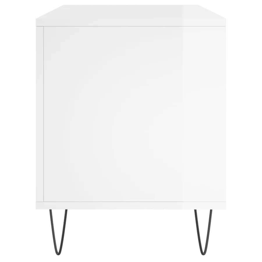 Armoire à disques blanc brillant 100x38x48 cm bois d'ingénierie - 5