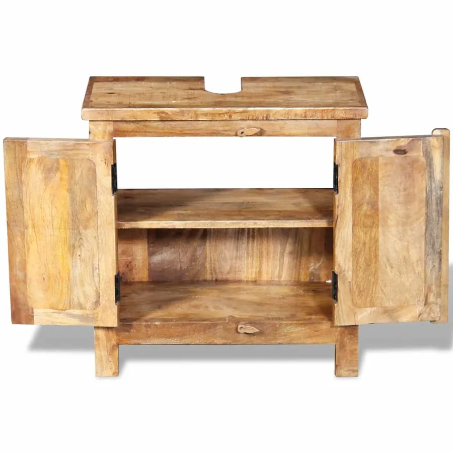 Meuble de salle de bain avec miroir Bois massif de manguier - 10