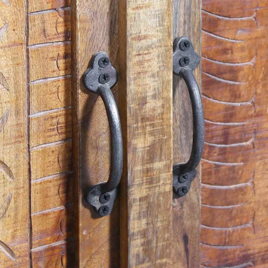 Meuble de salle de bain avec miroir Bois massif de manguier - 18