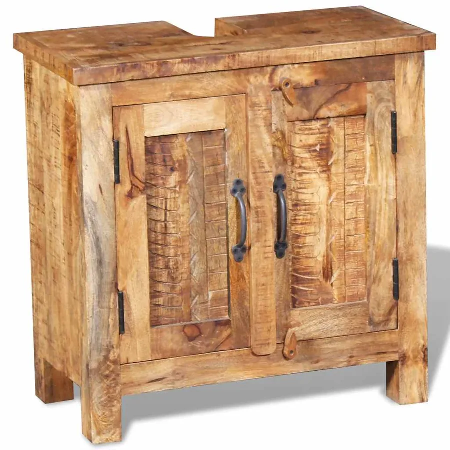Meuble de salle de bain avec miroir Bois massif de manguier - 4