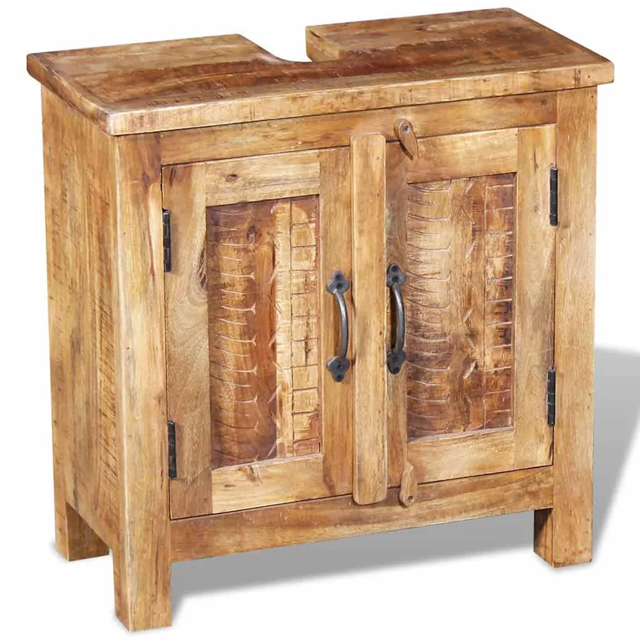 Meuble de salle de bain avec miroir Bois massif de manguier - 7