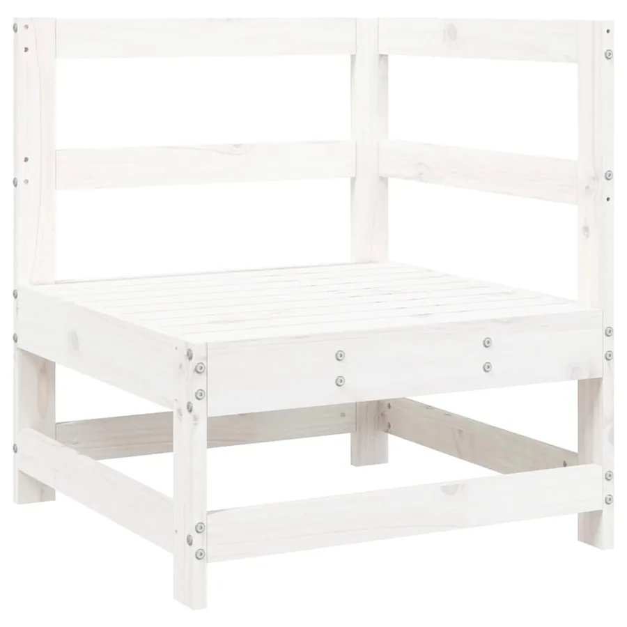 Canapé d'angle avec coussins blanc bois de pin solide - 4
