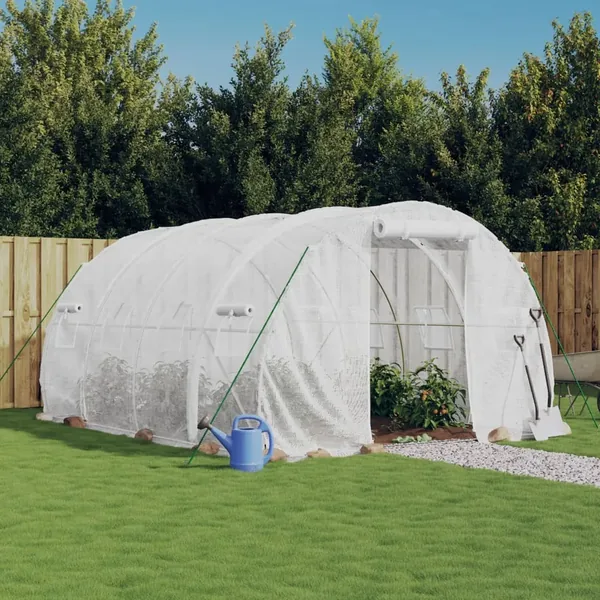 Serre avec cadre en acier Blanc 12 m² 4x3x2 m