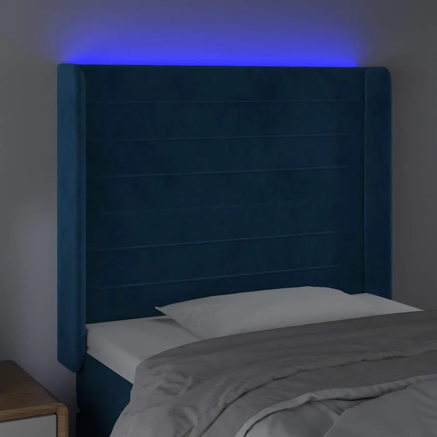 Tête de lit à LED Bleu foncé 103x16x118/128 cm Velours - 4