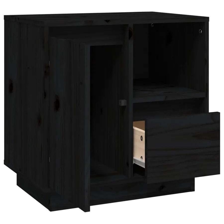 Tables de chevet 2 pcs Noir 50x34x50 cm Bois de pin massif - 9