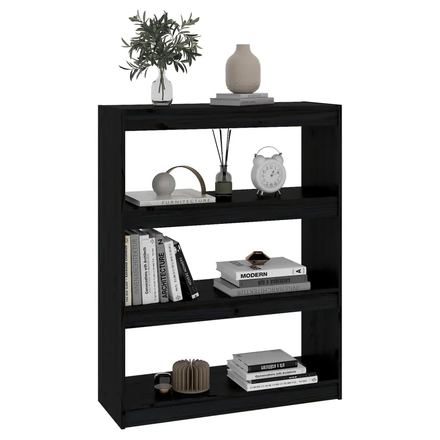 Bibliothèque/Séparateur de pièce Noir 80x30x103,5 cm Pin massif - 3
