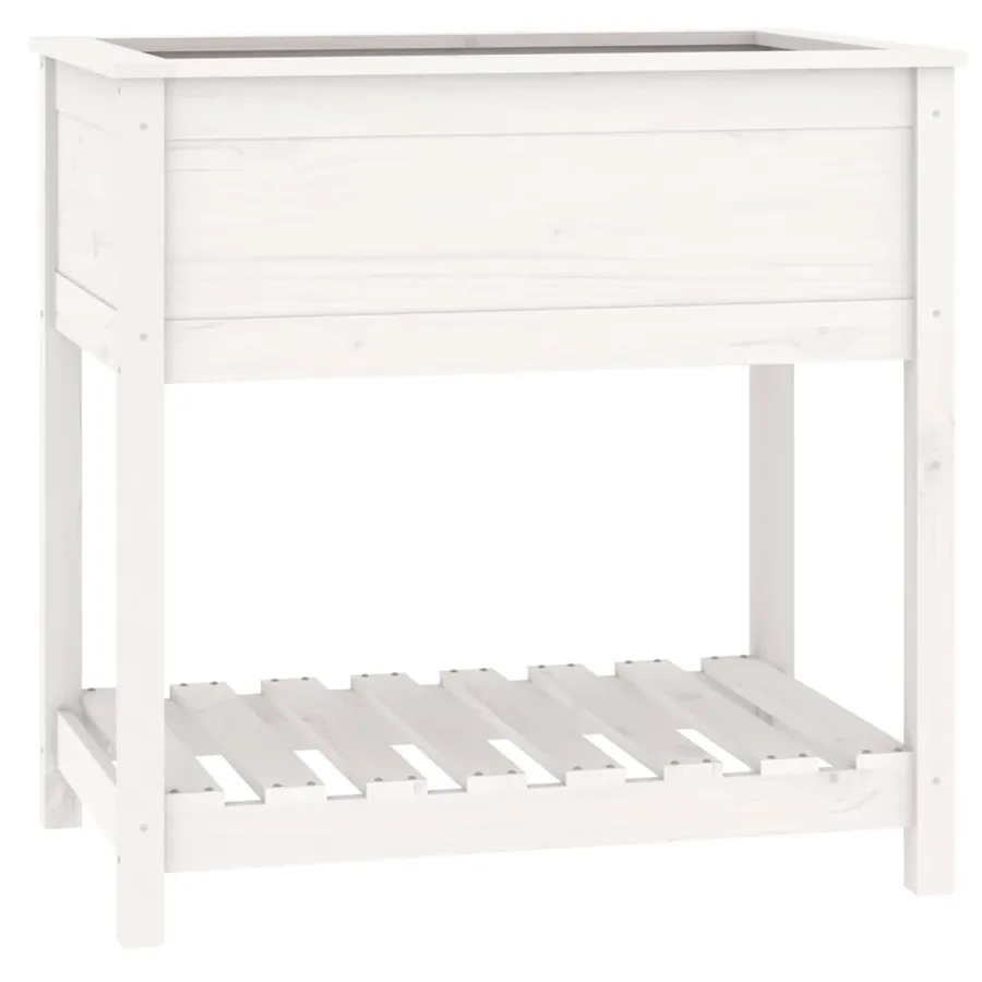 Jardinière avec étagère Blanc 82,5x54x81 cm Bois massif de pin - 2