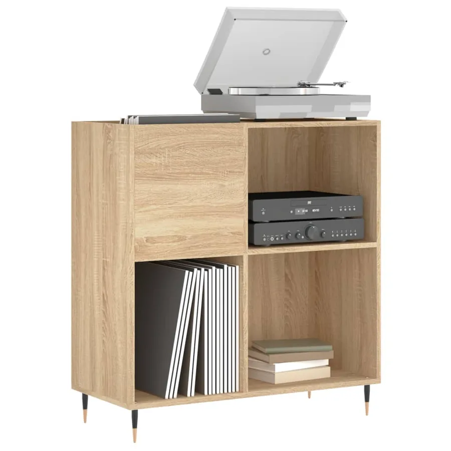 Armoire à disques chêne sonoma 84,5x38x89 cm bois d'ingénierie - 3