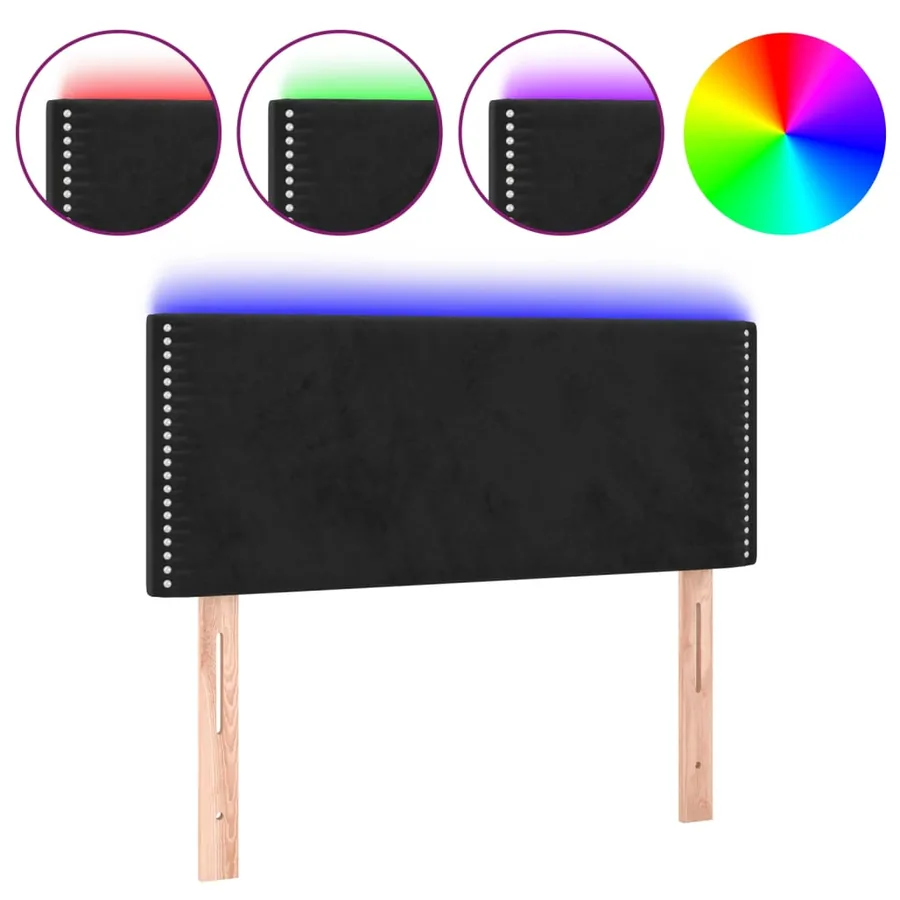 Tête de lit à LED Noir 90x5x78/88 cm Velours - 2