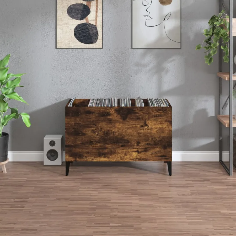 Armoire à disques chêne fumé 74,5x38x48 cm bois d'ingénierie - 3